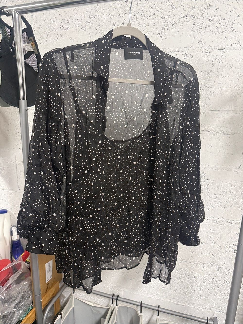The Kooples Black Sheer Star Print Blouse Size Small - NEVER WORN - 2 Pieces